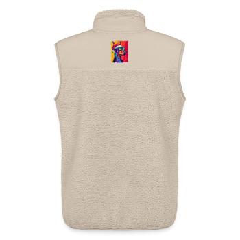 Doberman Dog Christmas Portrait - Unisex Sherpa Gilet by Stanley/Stella - beige - Back - AI Model Male 178 light (178cm)