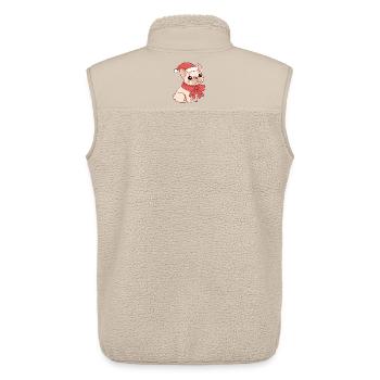 Chiot festif avec chapeau et nœud - Veste sans manches sherpa unisexe Stanley/Stella - beige - Dos - AI Model Male 178 light (178cm)