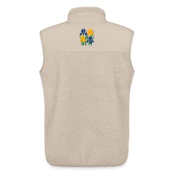 Iris Harmony: Golden and Indigo Blooms - Unisex Sherpa Gilet by Stanley/Stella - beige - Back - AI Model Male 178 light (178cm)