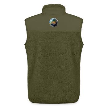 Globus-Design: Europa-Asien Landschaft - Unisex Sherpaweste von Stanley/Stella - Khaki - Hinten - AI Model Male 178 light (178cm)