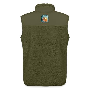 Igel mit goldenen Pfannkuchen - Unisex Sherpaweste von Stanley/Stella - Khaki - Hinten - AI Model Male 178 light (178cm)