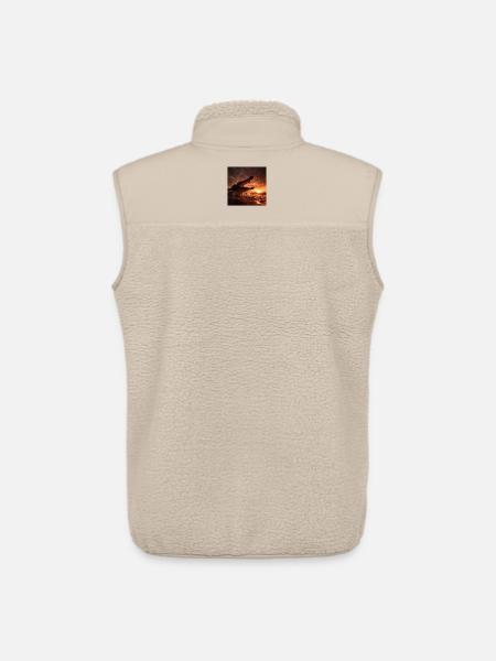 Wild Crocodile Action Sunset River - Unisex Sherpa Gilet by Stanley/Stella - beige