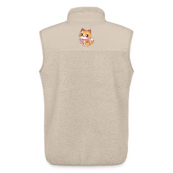 Kawaii-Katzenbriefhalter - Unisex Sherpaweste von Stanley/Stella - Beige - Hinten - AI Model Male 178 light (178cm)