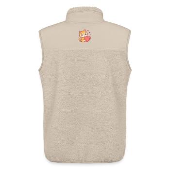Chat mignon tenant un cœur - Veste sans manches sherpa unisexe Stanley/Stella - beige - Dos - AI Model Male 178 light (178cm)