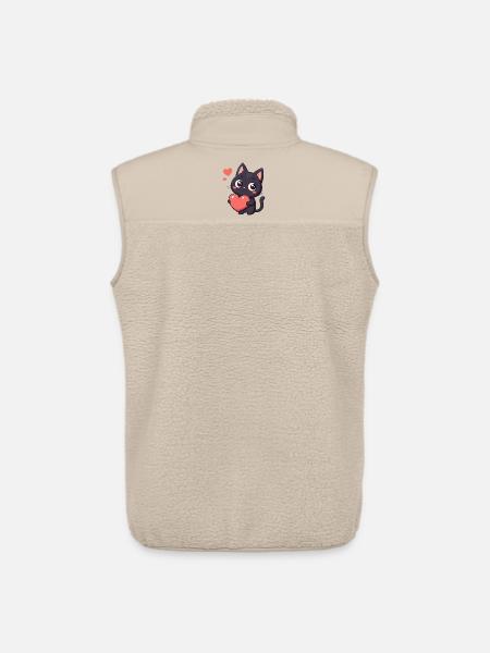 Black cat kawaii heart - Unisex Sherpa Gilet by Stanley/Stella - beige