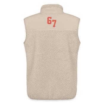 6 7 – Trendiges, minimalistisches Textdesign, - Unisex Sherpaweste von Stanley/Stella - Beige - Hinten - AI Model Male 178 light (178cm)