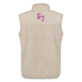 6 7 – Trendiges, minimalistisches Textdesign, - Unisex Sherpaweste von Stanley/Stella - Beige - Hinten - AI Model Male 178 light (178cm)