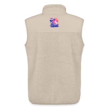 Forêt de lotus de lapins néon à la lumière du soir - Veste sans manches sherpa unisexe Stanley/Stella - beige - Dos - AI Model Male 178 light (178cm)