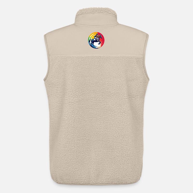 Regenbogen Springpferd Pferd Springreiten Motiv - Unisex Sherpaweste von Stanley/Stella - Beige