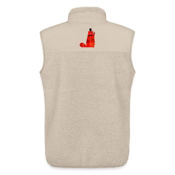 Chat rouge avec nœud papillon et haut-de-forme - Veste sans manches sherpa unisexe Stanley/Stella - beige - Dos - AI Model Male 178 light (178cm)