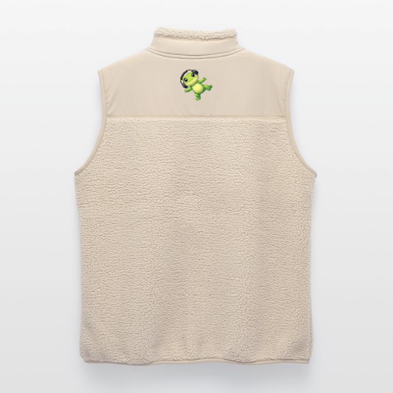 Cute frog toad toad with headphones dancing tech Unisex Sherpa Gilet by Stanley/Stella