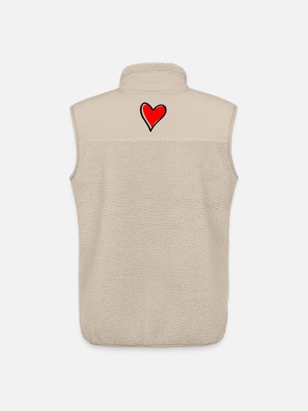 Red Heart Minimal Icon - Unisex Sherpa Gilet by Stanley/Stella - beige