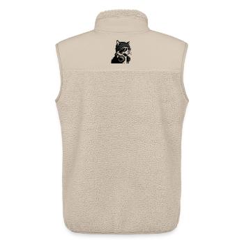 Cat Beat avec chapeau et casque - Veste sans manches sherpa unisexe Stanley/Stella - beige - Dos - AI Model Male 178 light (178cm)