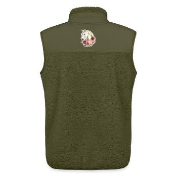 Pferd mit Blumen - Unisex Sherpaweste von Stanley/Stella - Khaki - Hinten - AI Model Male 178 light (178cm)