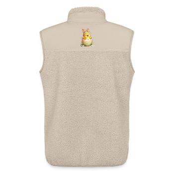Poussin aux oreilles de lapin dans un œuf de Pâques - Veste sans manches sherpa unisexe Stanley/Stella - beige - Dos - AI Model Male 178 light (178cm)