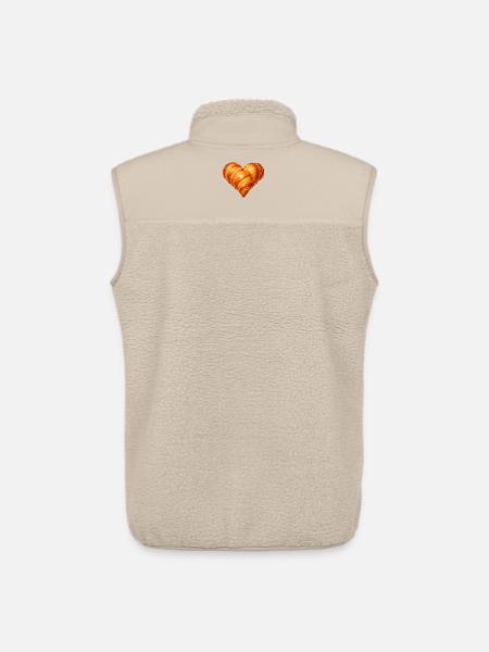 Heart Shaped Croissant Illustration - Unisex Sherpa Gilet by Stanley/Stella - beige