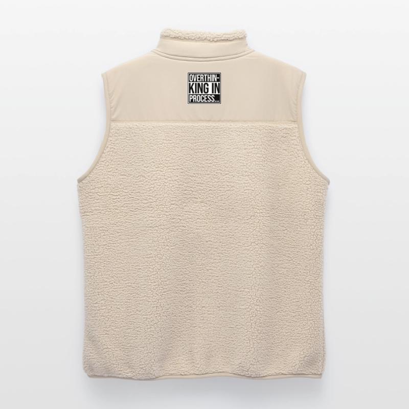Overthinking In Process Funny Brooding Saying Logo Unisex Sherpa Gilet by Stanley/Stella