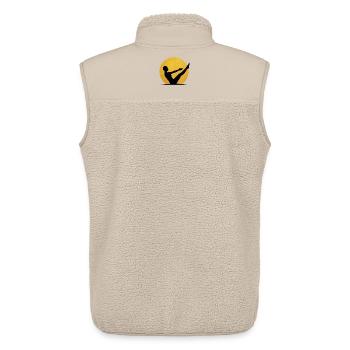 Posture Navasana Yoga Boat Silhouette Soleil - Veste sans manches sherpa unisexe Stanley/Stella - beige - Dos - AI Model Male 178 light (178cm)