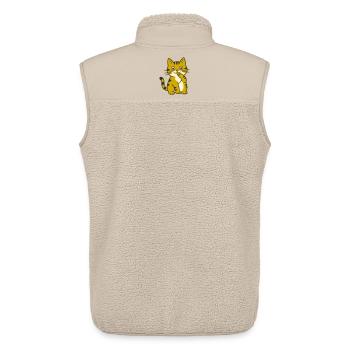 Paw licking, cute cartoon cat at paw - Unisex Sherpa Gilet by Stanley/Stella - beige - Back - AI Model Male 178 light (178cm)