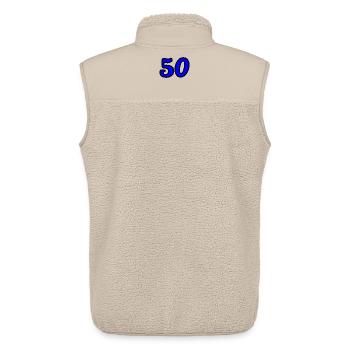 50. 50 YEARS. 50th ANNIVERSARY. 50 YEARS ANNIVERSARY. - Unisex Sherpa Gilet by Stanley/Stella - beige - Back - AI Model Male 178 light (178cm)