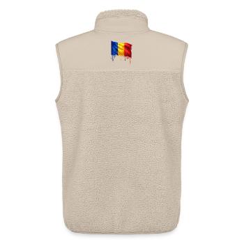 Tropfende Rumänien Flagge Kunst - Unisex Sherpaweste von Stanley/Stella - Beige - Hinten - AI Model Male 178 light (178cm)