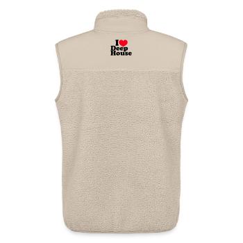 J’adore le deep house - Veste sans manches sherpa unisexe Stanley/Stella - beige - Dos - AI Model Male 178 light (178cm)