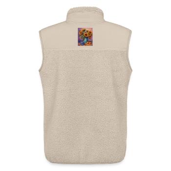 Graphismes de tournesols jaunes Fleurs de tournesol - Veste sans manches sherpa unisexe Stanley/Stella - beige - Dos - AI Model Male 178 light (178cm)