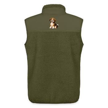 Smiling Beagle Puppy - Unisex Sherpa Gilet by Stanley/Stella - khaki - Back - AI Model Male 178 light (178cm)