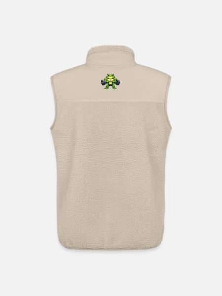 Strong frog with dumbbell cartoon - Unisex Sherpa Gilet by Stanley/Stella - beige