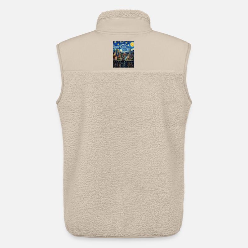 Regenbogenkatze Sternennacht Van Gogh Kunst - Unisex Sherpaweste von Stanley/Stella - Beige