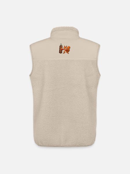 Squirrel on Punching Bag Cartoon Motif - Unisex Sherpa Gilet by Stanley/Stella - beige