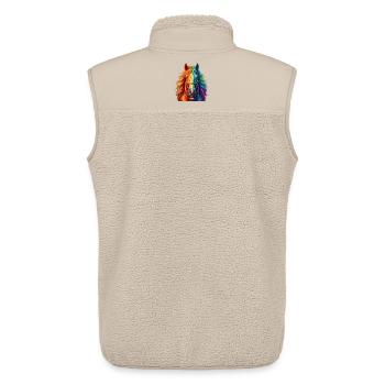 Cheval arc-en-ciel / Cheval aux couleurs arc-en-ciel - Veste sans manches sherpa unisexe Stanley/Stella - beige - Dos - AI Model Male 178 light (178cm)