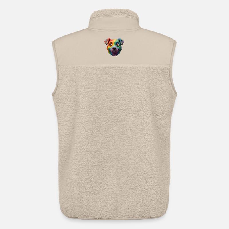 Niedliches 3D-Lehm-Regenbogen-Cyborg-Hundegesicht - Unisex Sherpaweste von Stanley/Stella - Beige