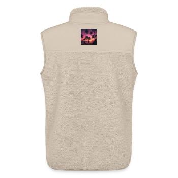 Coucher de soleil sur la plage de palmiers - Veste sans manches sherpa unisexe Stanley/Stella - beige - Dos - AI Model Male 178 light (178cm)