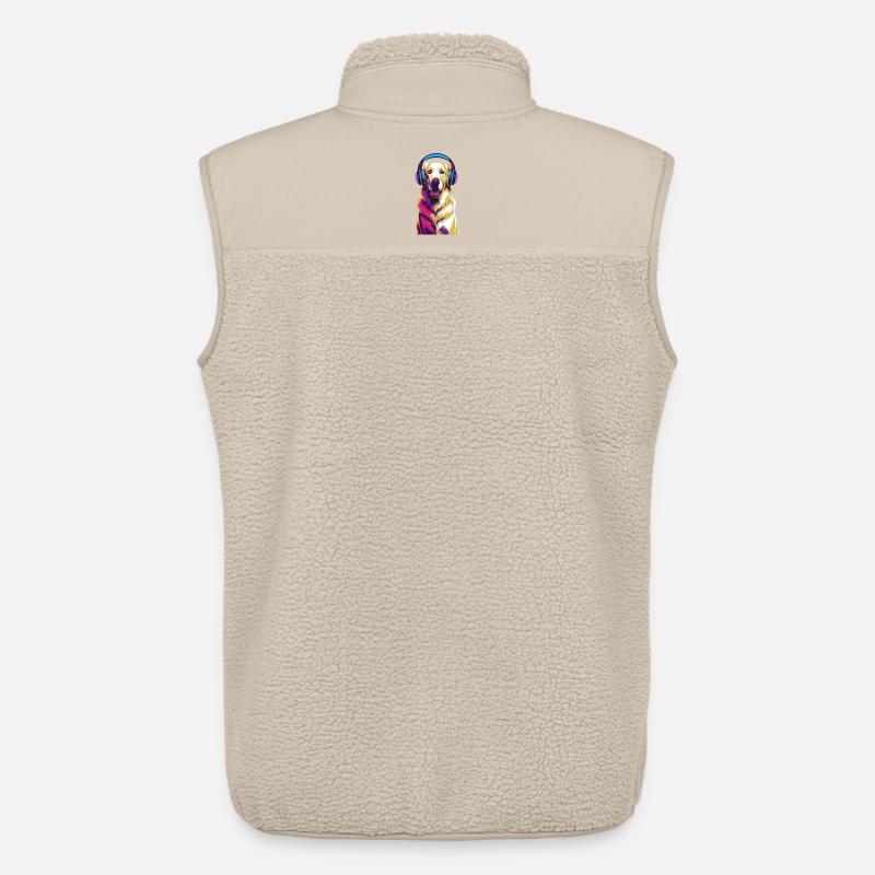 Golden Retriever mit Kopfhörer - Unisex Sherpaweste von Stanley/Stella - Beige