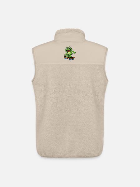 Frog on Skateboard – Cartoon Design - Unisex Sherpa Gilet by Stanley/Stella - beige