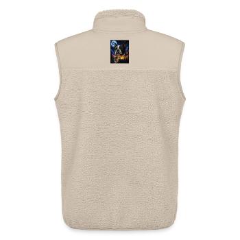 Art du Boston Terrier Hurlant de Chien de Lune - Veste sans manches sherpa unisexe Stanley/Stella - beige - Dos - AI Model Male 178 light (178cm)