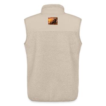Rottweiler détendu sur la plage - Veste sans manches sherpa unisexe Stanley/Stella - beige - Dos - AI Model Male 178 light (178cm)