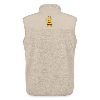 Abeille joyeuse aux ailes bleues - Veste sans manches sherpa unisexe Stanley/Stella - beige - Dos - AI Model Male 178 light (178cm)