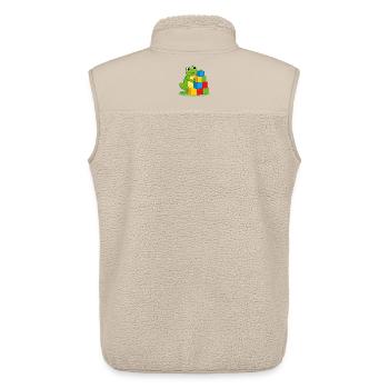 Green cartoon frog playing with colorful building blocks - Unisex Sherpa Gilet by Stanley/Stella - beige - Back - AI Model Male 178 light (178cm)