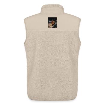 Ambiance nocturne poulet avec café - Veste sans manches sherpa unisexe Stanley/Stella - beige - Dos - AI Model Male 178 light (178cm)