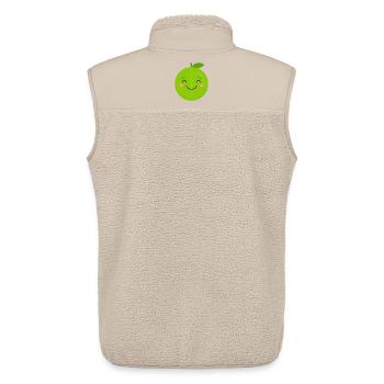 Pomme Kawaii verte – Graphique de dessin animé fruit sucré - Veste sans manches sherpa unisexe Stanley/Stella - beige - Dos - AI Model Male 178 light (178cm)