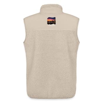 Rotterdam The Netherlands Skyline Abendlicht - Unisex Sherpaweste von Stanley/Stella - Beige - Hinten - AI Model Male 178 light (178cm)