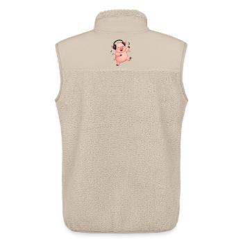 Pig dancing sings farmer farm music - Unisex Sherpa Gilet by Stanley/Stella - beige - Back - AI Model Male 178 light (178cm)