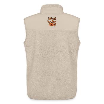 Citrouille d’Halloween avec des papillons - Veste sans manches sherpa unisexe Stanley/Stella - beige - Dos - AI Model Male 178 light (178cm)