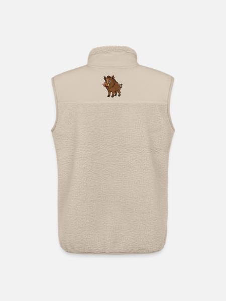 Happy Wild Boar Cartoon - Unisex Sherpa Gilet by Stanley/Stella - beige