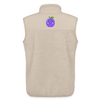 Prune de Kawaii bleu-violet – Motif de fruits sucrés - Veste sans manches sherpa unisexe Stanley/Stella - beige - Dos - AI Model Male 178 light (178cm)