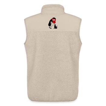 donna_con_capelli_rossi_basco_e_gatto_nero - Unisex Sherpaweste von Stanley/Stella - Beige - Hinten - AI Model Male 178 light (178cm)