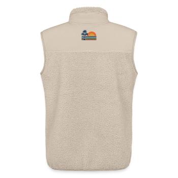 Retro Sonnenuntergangs-Palmen Sommerstrand - Unisex Sherpaweste von Stanley/Stella - Beige - Hinten - AI Model Male 178 light (178cm)