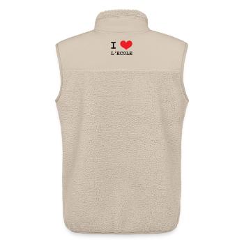 J'aime l'École : Design Scolaire Coeur Rouge Love - Veste sans manches sherpa unisexe Stanley/Stella - beige - Dos - AI Model Male 178 light (178cm)